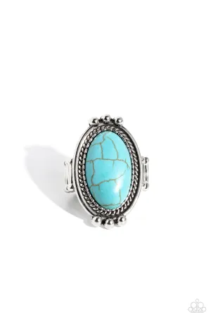 Lost in Sagebrush - Blue Ring - Paparazzi Accessories