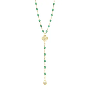 Lucky Classic Gigi Mint diamond rosary, Yellow Gold, 17.7"