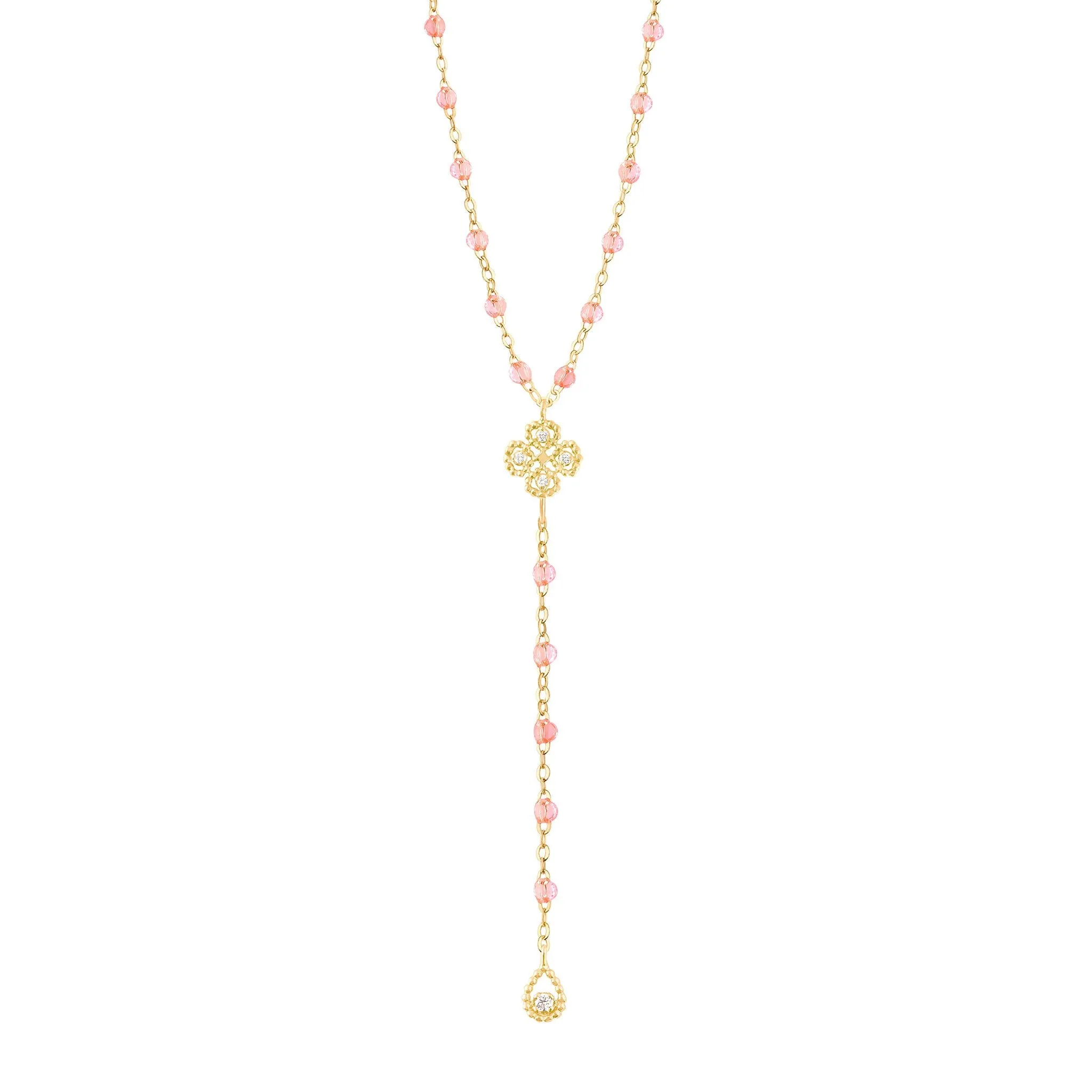 Lucky Classic Gigi Rosée diamond rosary, Yellow Gold, 17.7"