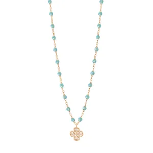 Lucky Clover Classic Gigi Aqua diamond necklace, Rose Gold, 16.5"