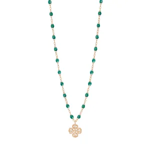 Lucky Clover Classic Gigi Emerald diamond necklace, Rose Gold, 16.5"