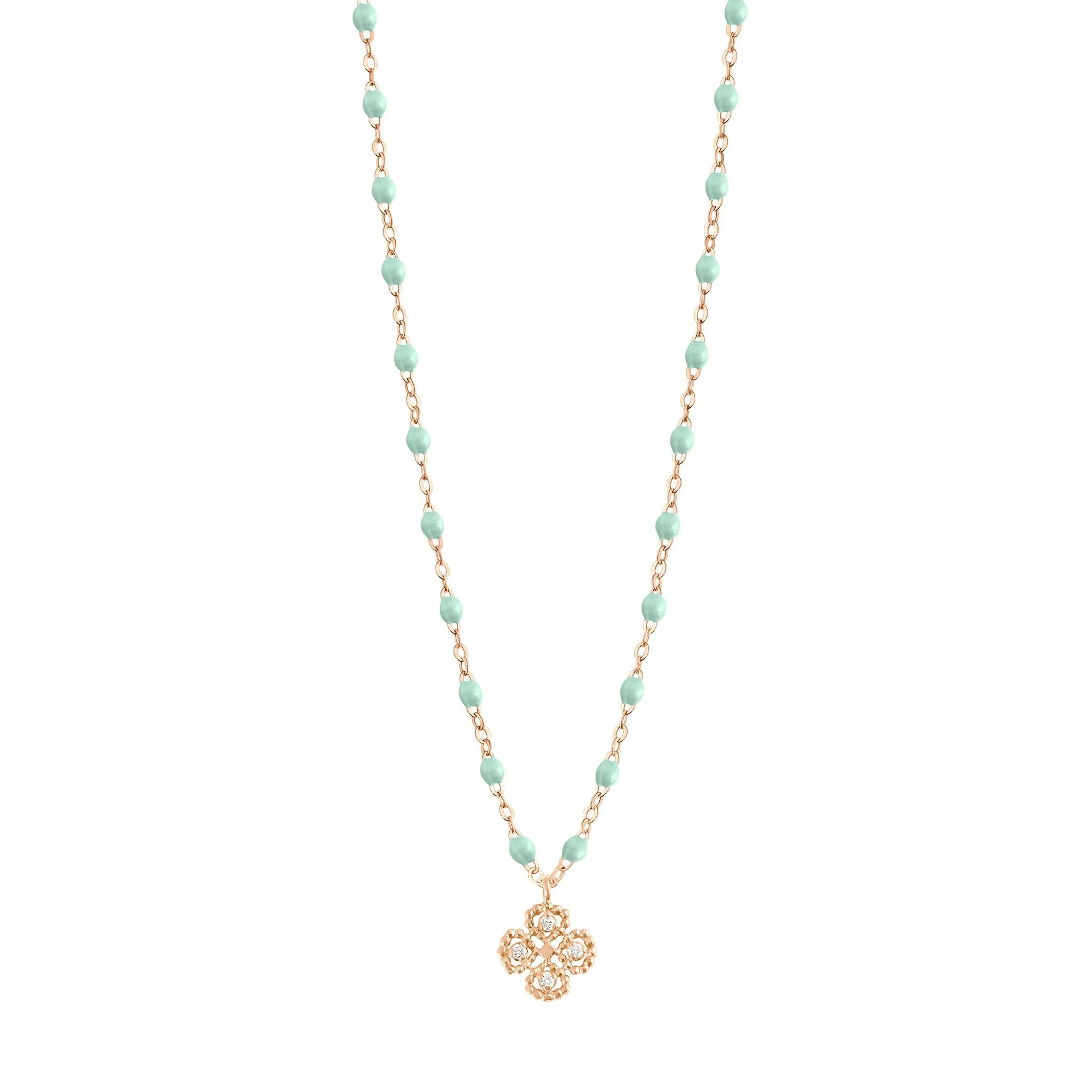 Lucky Clover Classic Gigi Jade diamond necklace, Rose Gold, 16.5"