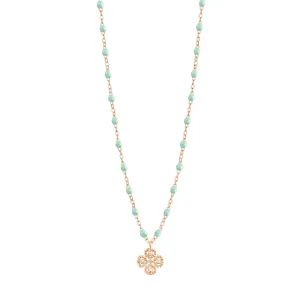 Lucky Clover Classic Gigi Jade diamond necklace, Rose Gold, 16.5"