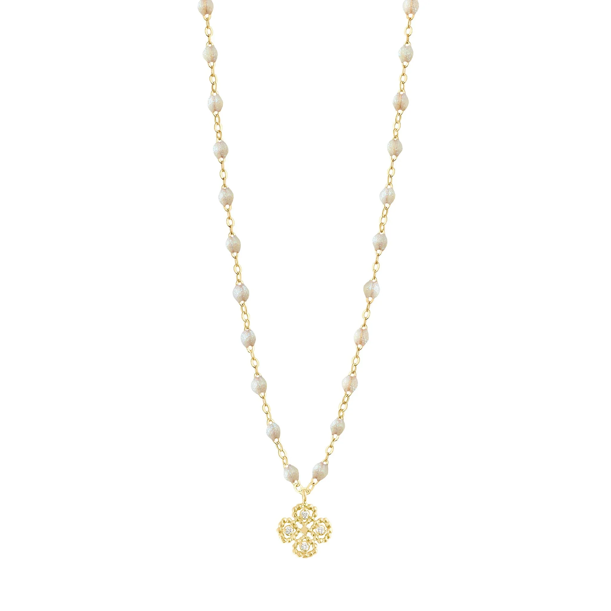 Lucky Clover Classic Gigi Opal diamond Necklace, Yellow Gold, 16.5"