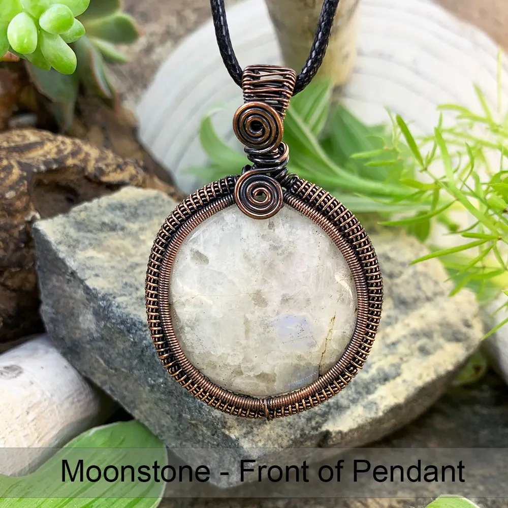 Luna Moonstone Copper Wire Pendant Necklace