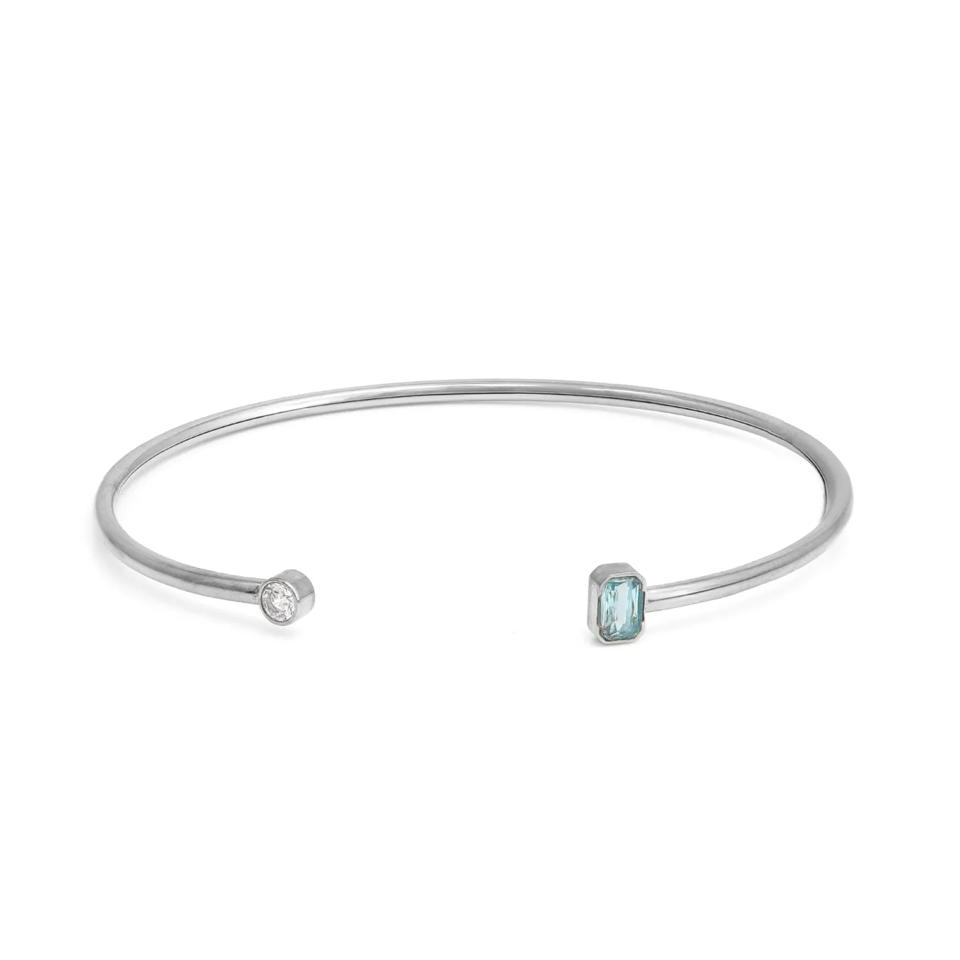 March Aquamarine Birthstone Gift Set - Silver