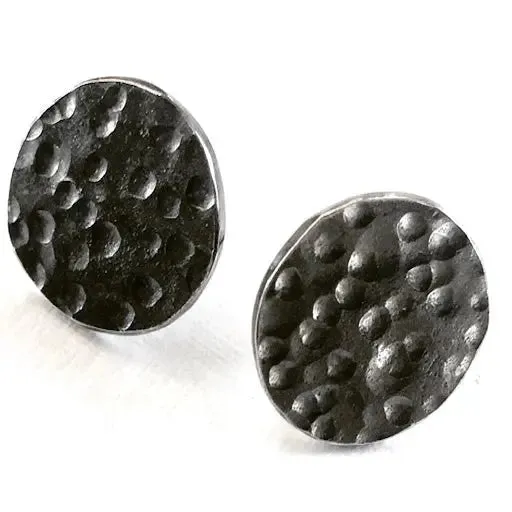 Mini Meteor Stud Oxidized and Sterling Silver Earrings MMSE002 by Votive Designs Jewelry