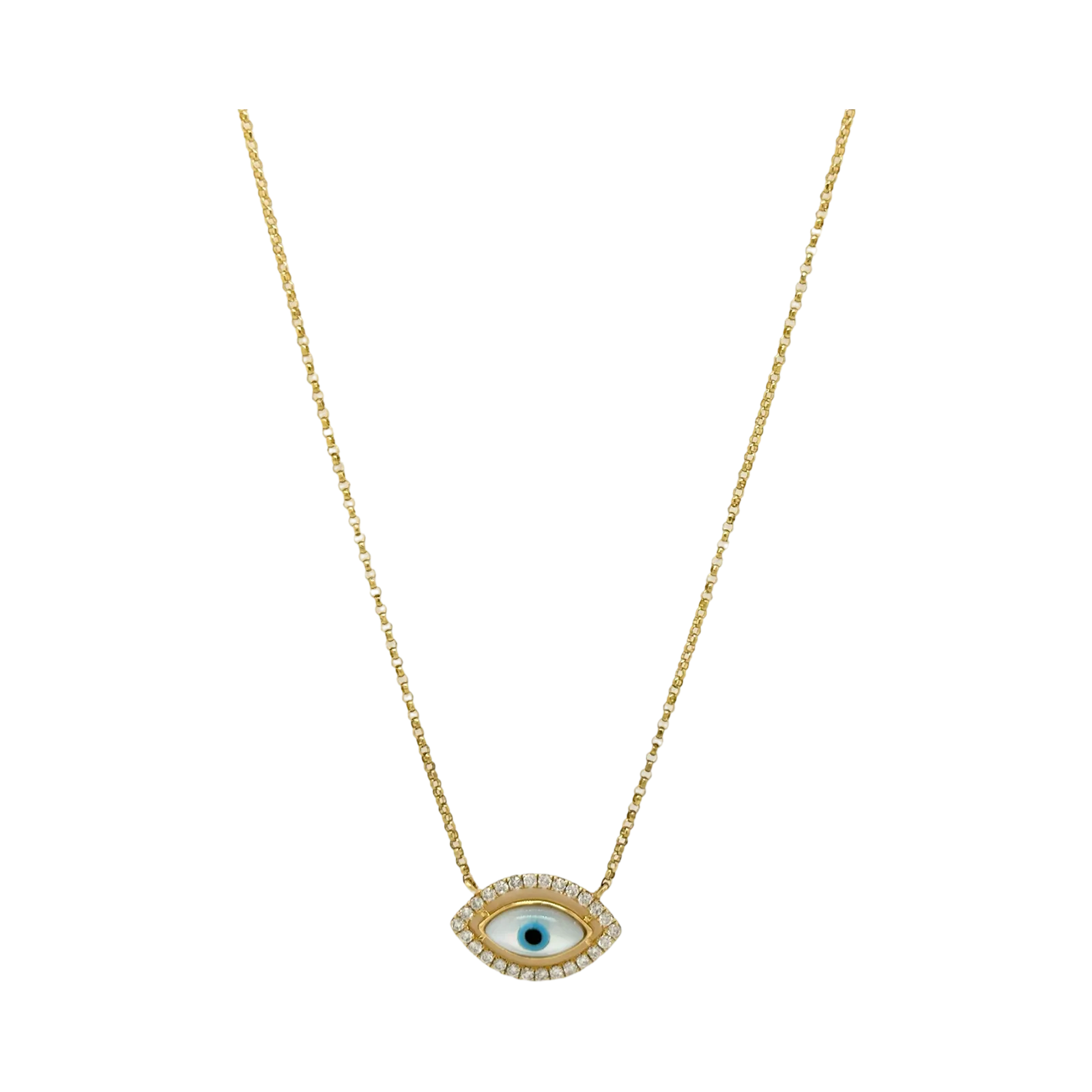 MOTHER OF PEARL DIAMOND EVIL EYE NECKLACE