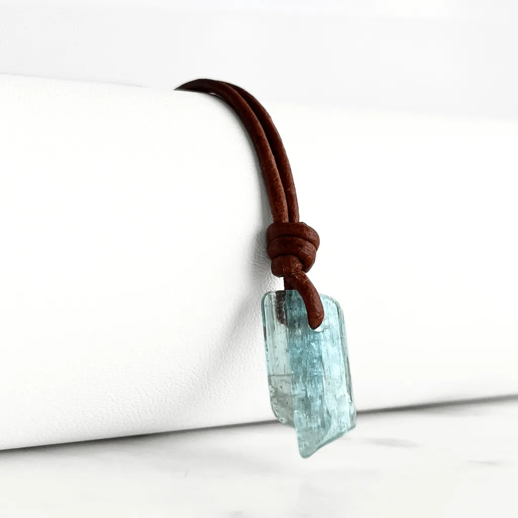 Natural Small Aquamarine Gemstone Pendant Necklace - Calm Waters