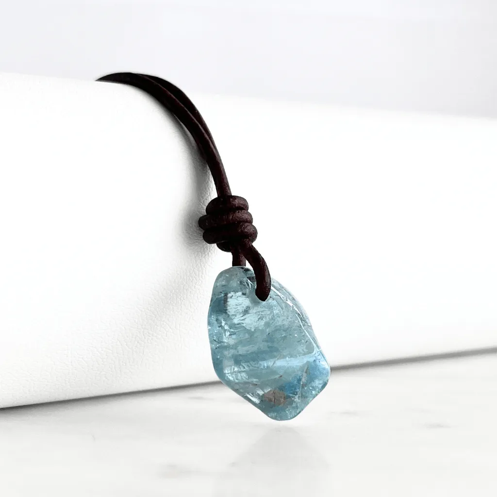 Natural Small Aquamarine Gemstone Pendant Necklace - Inner Serenity