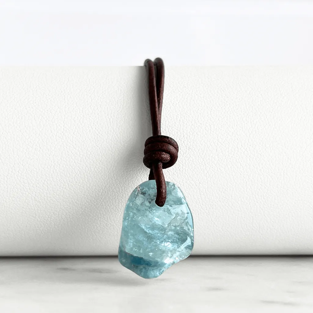 Natural Small Aquamarine Gemstone Pendant Necklace - Inner Serenity