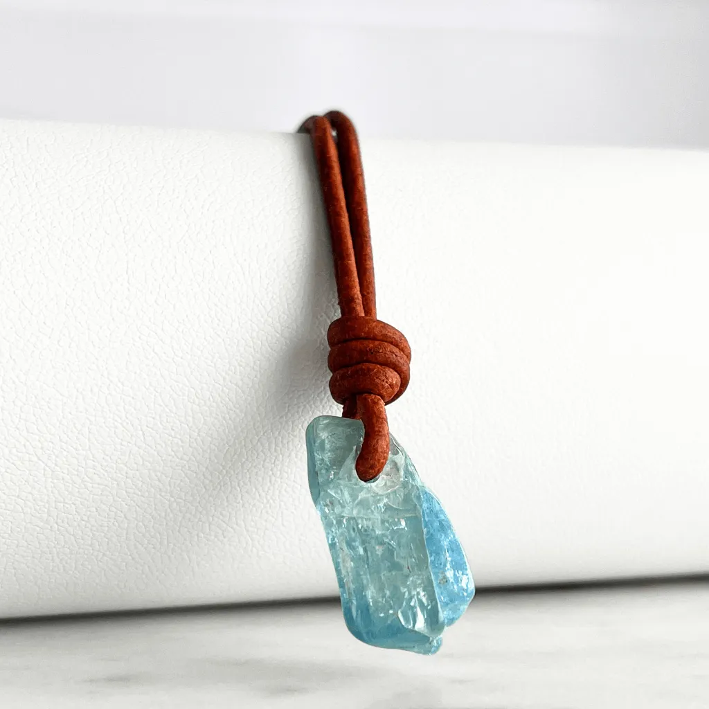 Natural Small Aquamarine Gemstone Pendant Necklace - Oceanic Bliss