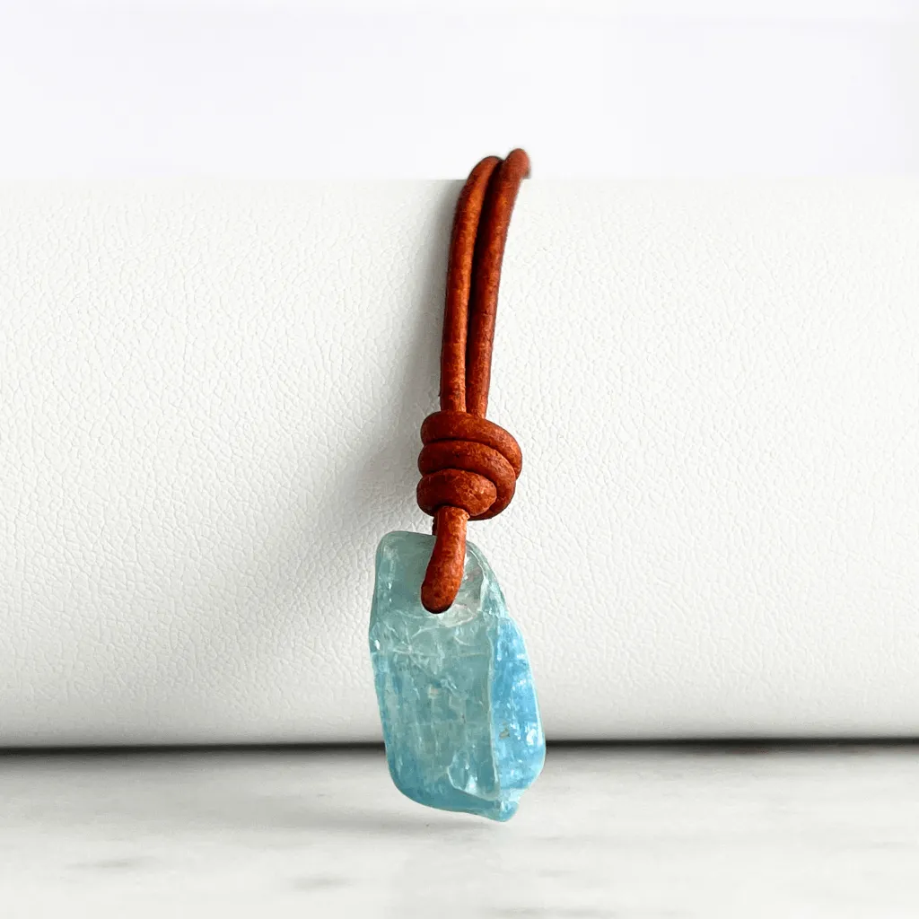 Natural Small Aquamarine Gemstone Pendant Necklace - Oceanic Bliss