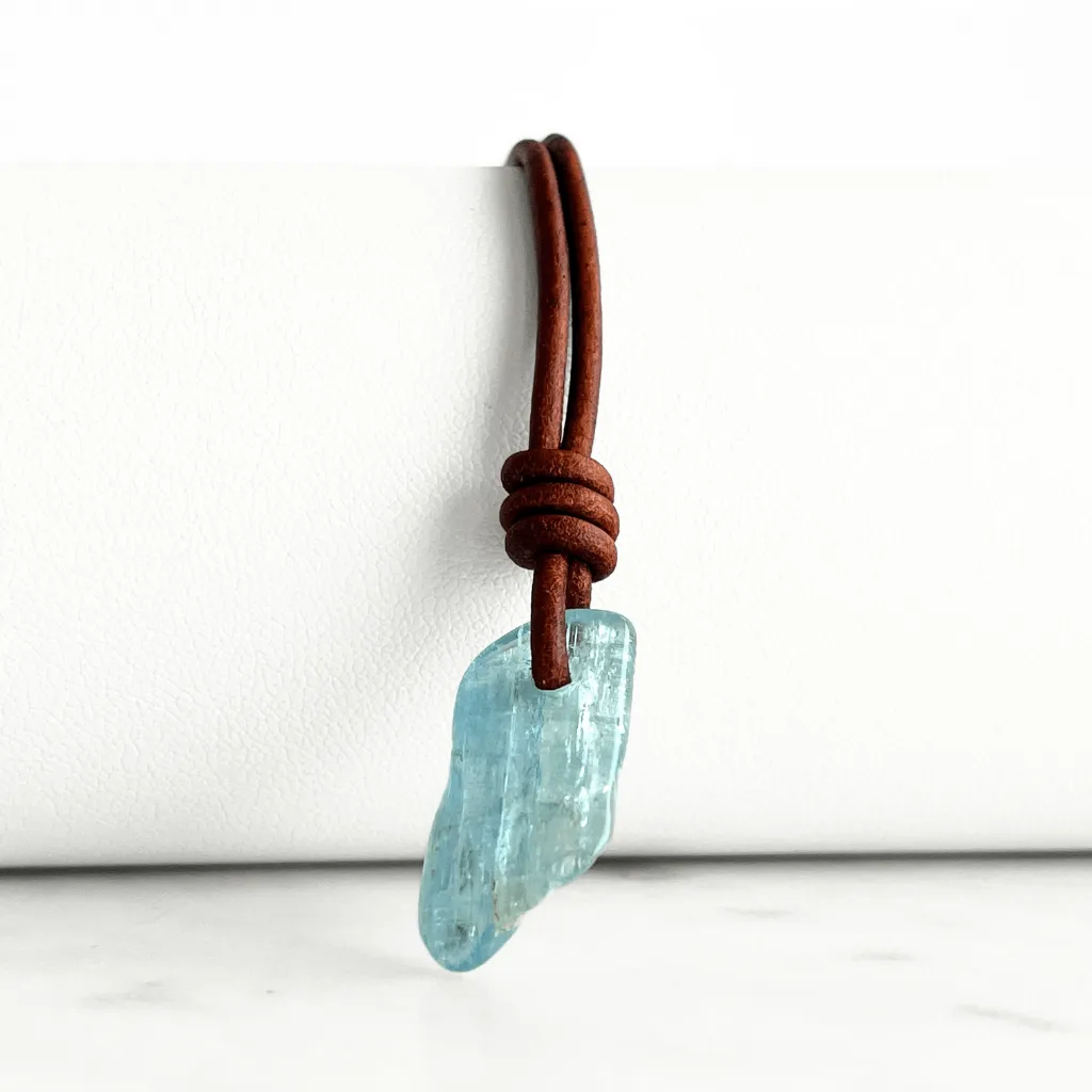 Natural Small Aquamarine Gemstone Pendant Necklace - Serene Reflections