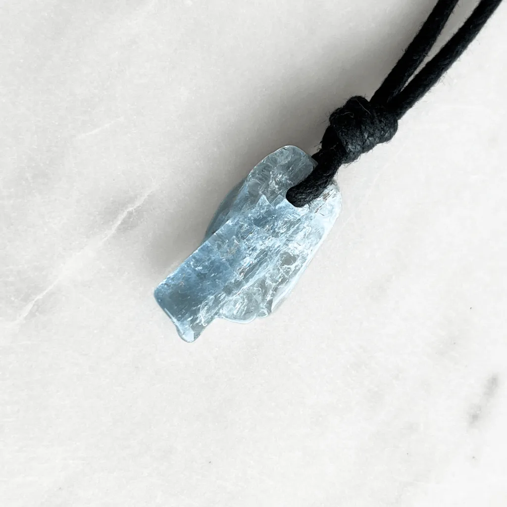 Natural Small Aquamarine Gemstone Pendant Necklace - Tranquil Harmony