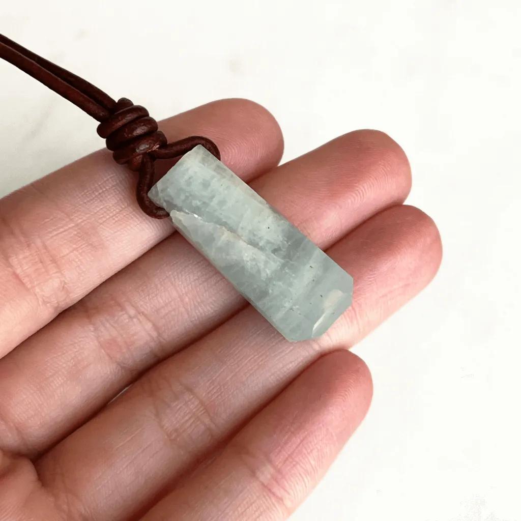 OOAK Aquamarine Gemstone Pendant Necklace - Tranquil Waters