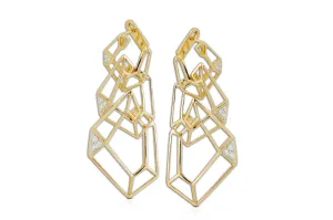 Origami Link no.5 Diamond Triple Skeleton Earrings