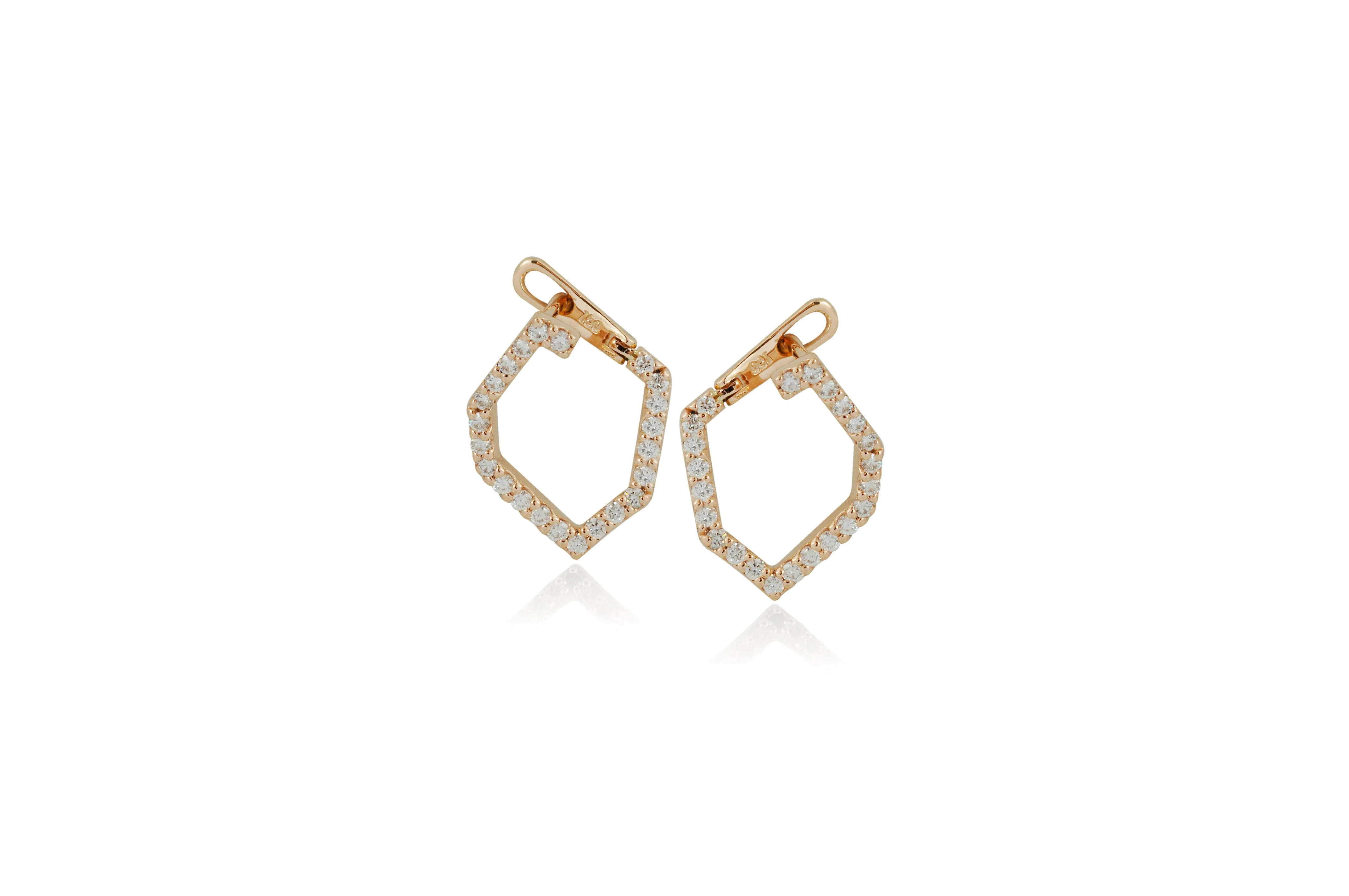 Origami Skinny Single Link no.5  Diamond Earrings