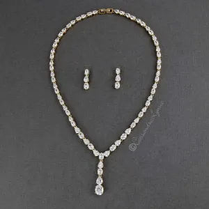 Oval and Pear Cut CZ Necklace Set