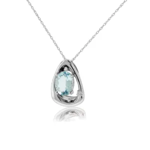 Oval Aquamarine with Geometric Design Pendant