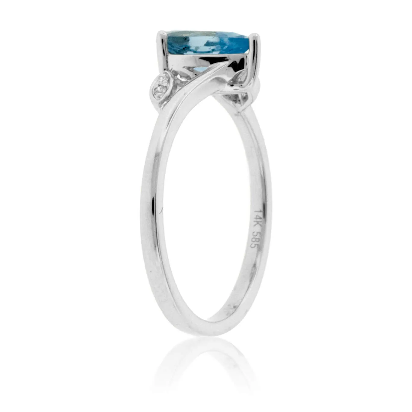 Pear Aquamarine and Diamond Accent Ring