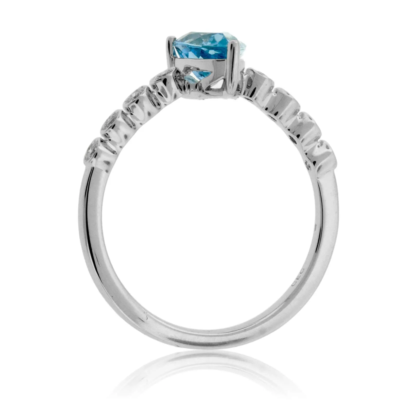 Pear Aquamarine and Diamond Lined Ring