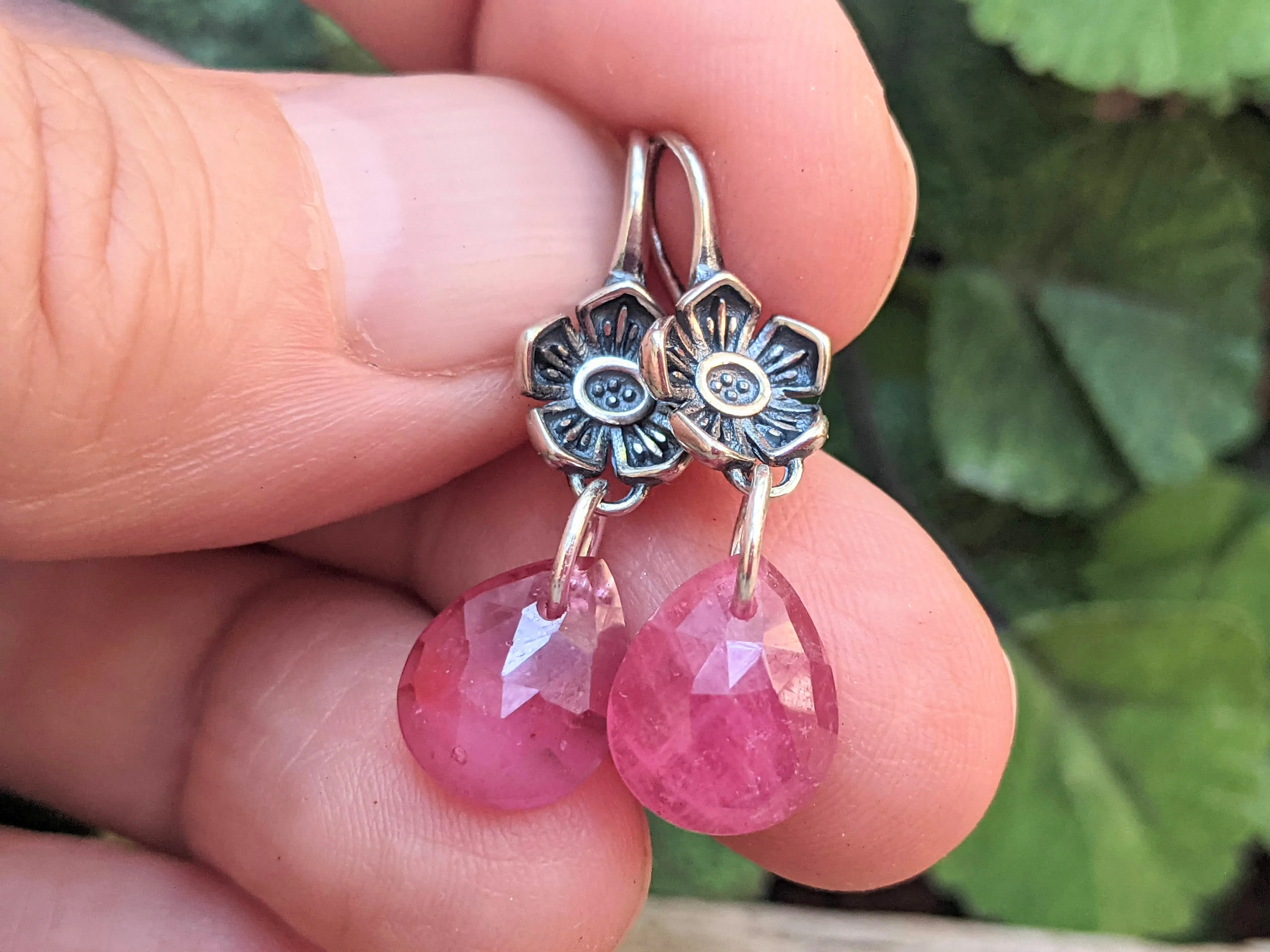 Pink Ruby Artisan Earrings