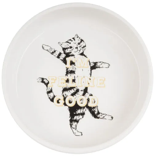 "I'm Feline Good" Ceramic Cat Bowl