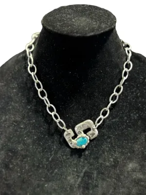 "s" Initial Necklace In Silver/turquoise