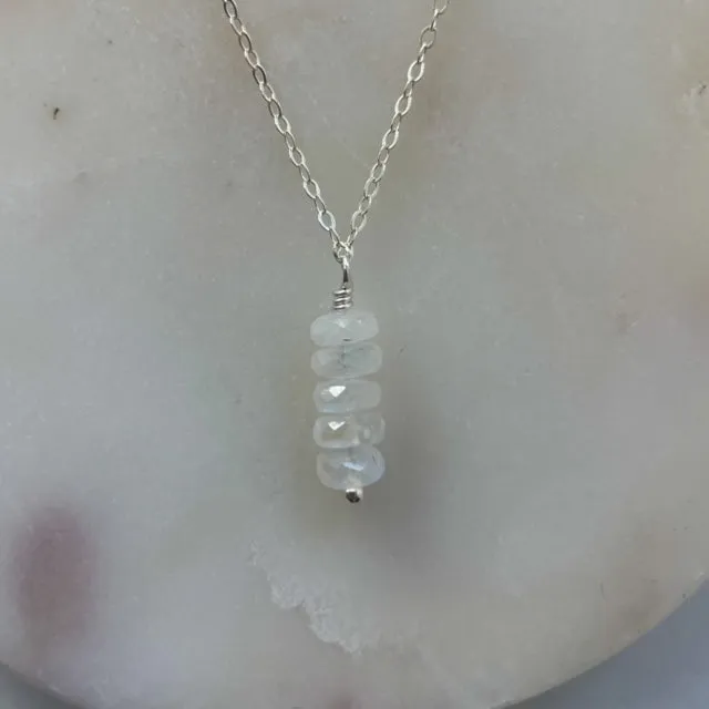 Rainbow Moonstone Drop Necklace