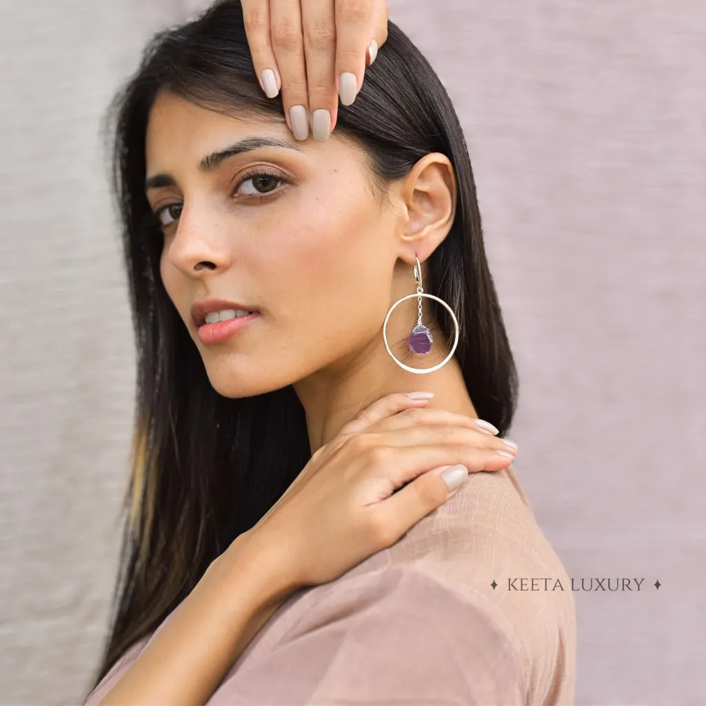 Raw & Ready - Amethyst Hoop Earrings