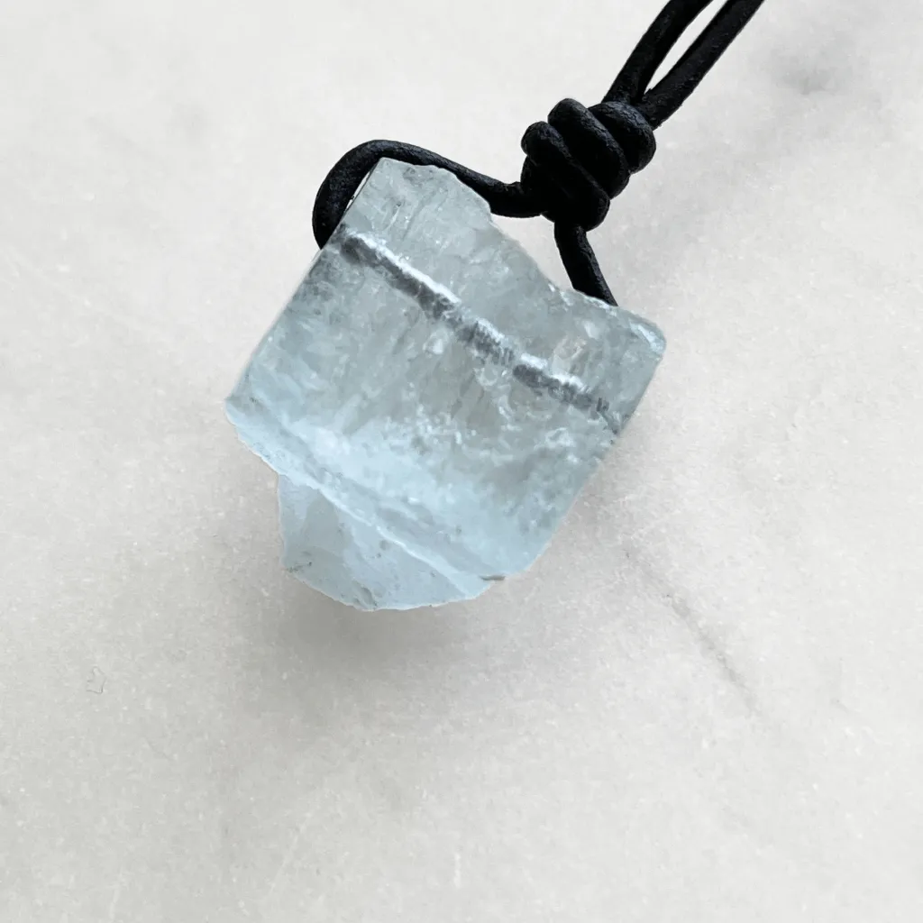 Raw OOAK Aquamarine Gemstone Pendant - Natural Serenity