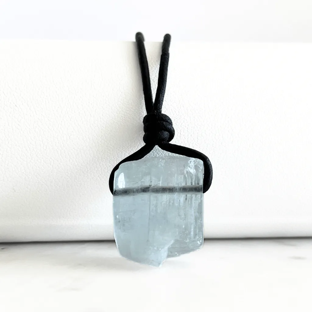 Raw OOAK Aquamarine Gemstone Pendant - Natural Serenity