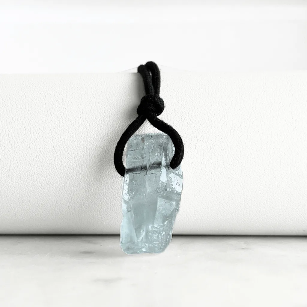 Raw OOAK Aquamarine Gemstone Pendant - Oceanic Clarity