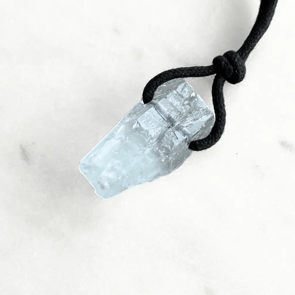 Raw OOAK Aquamarine Gemstone Pendant - Oceanic Clarity