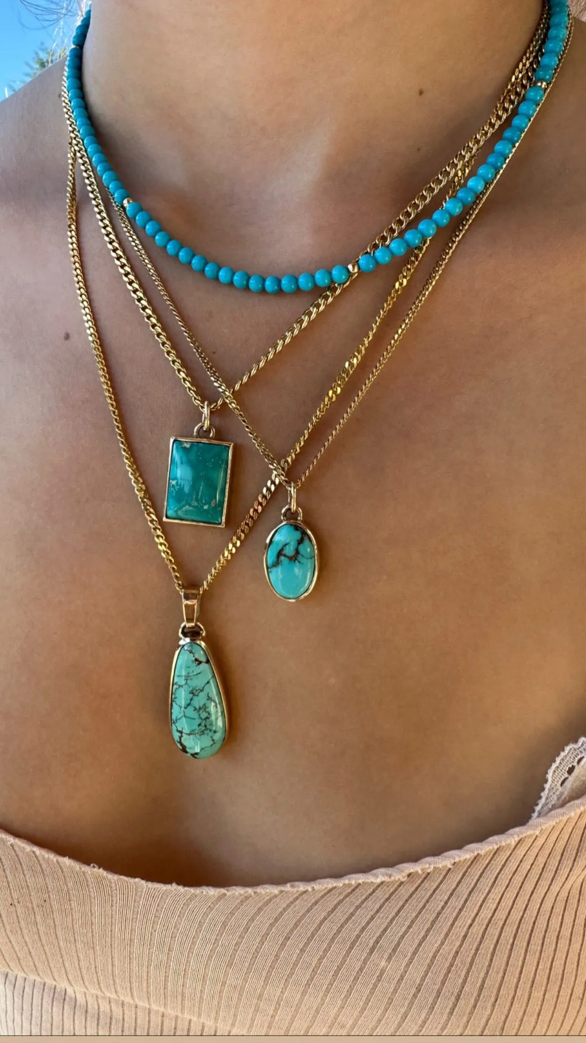 Serene 14 KT Gold x Azure Royston Turquoise Oval Pendant