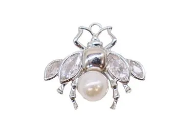 Silver Pearl Glass Bee Charm