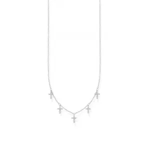 Silver Zirconia Crosses Necklace 45cm KE2077-051-14-L45v