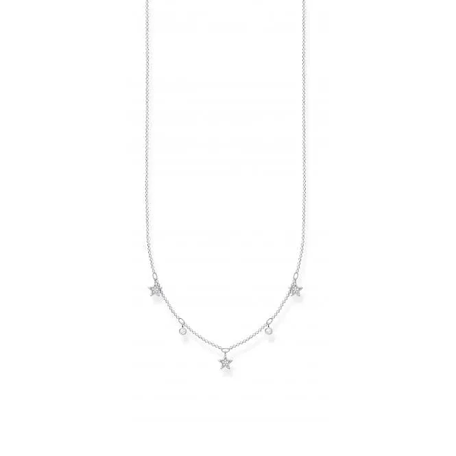 Silver Zirconia Stars Necklace 45cm KE2075-051-14-L45v