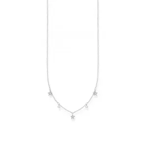 Silver Zirconia Stars Necklace 45cm KE2075-051-14-L45v