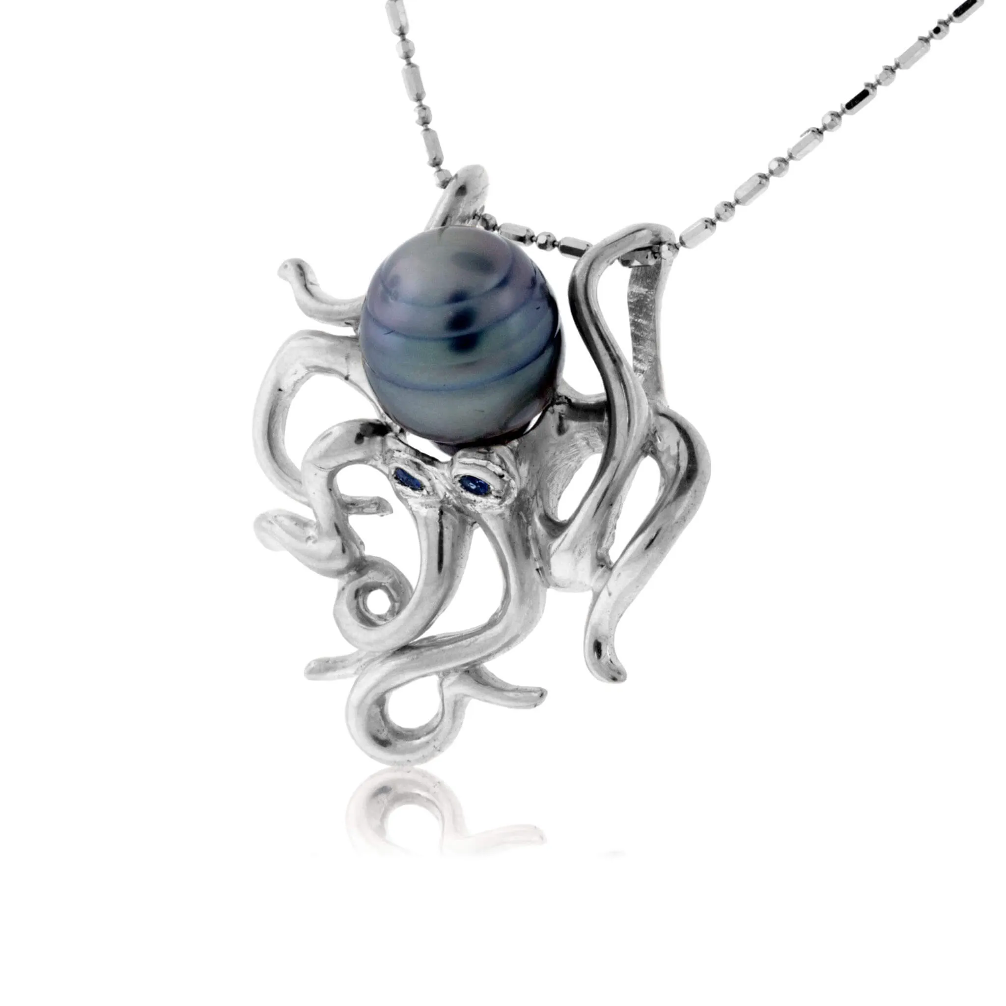 Tahitian Pearl Octopus with Sapphire Eyes Pendant