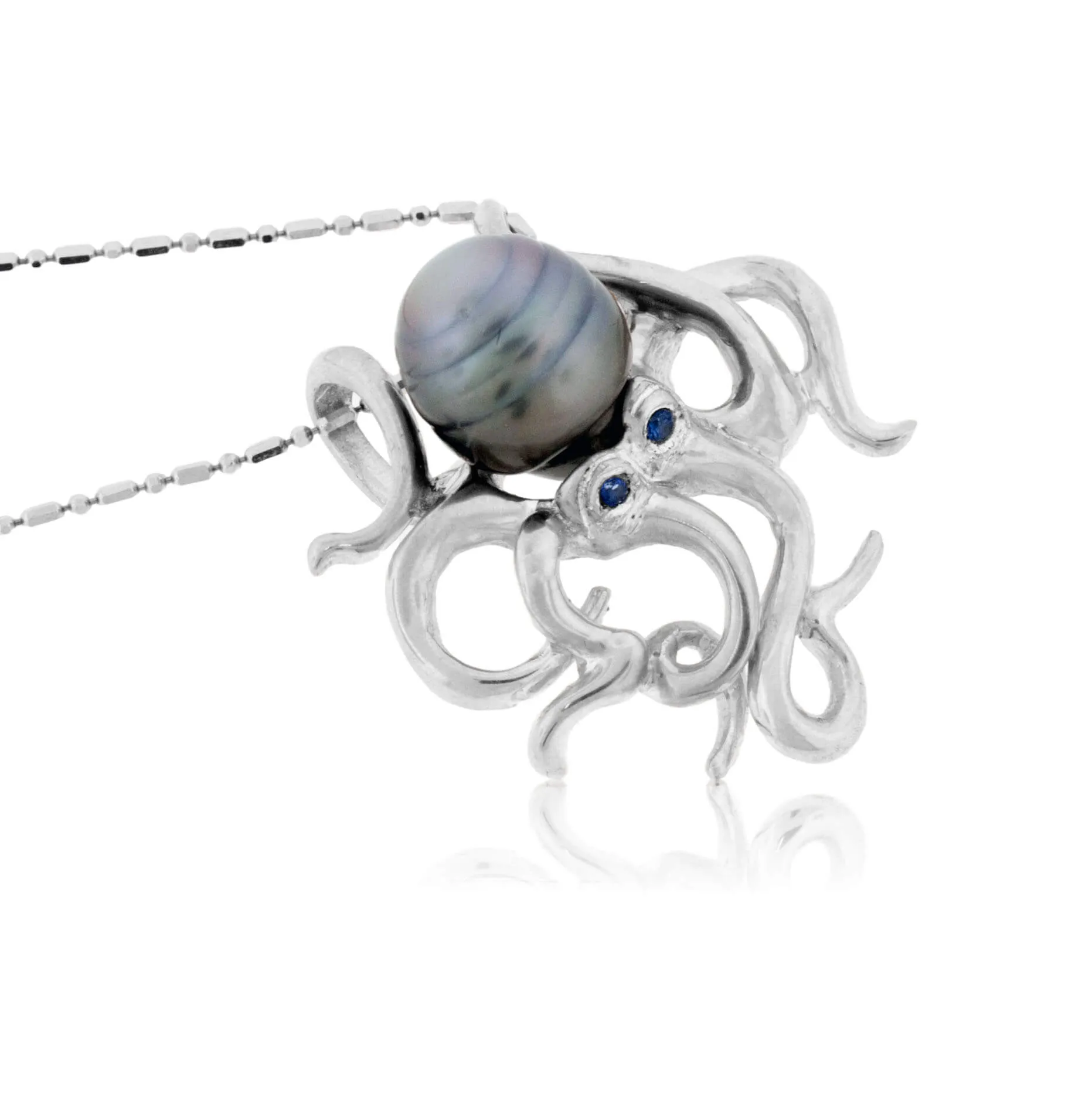 Tahitian Pearl Octopus with Sapphire Eyes Pendant