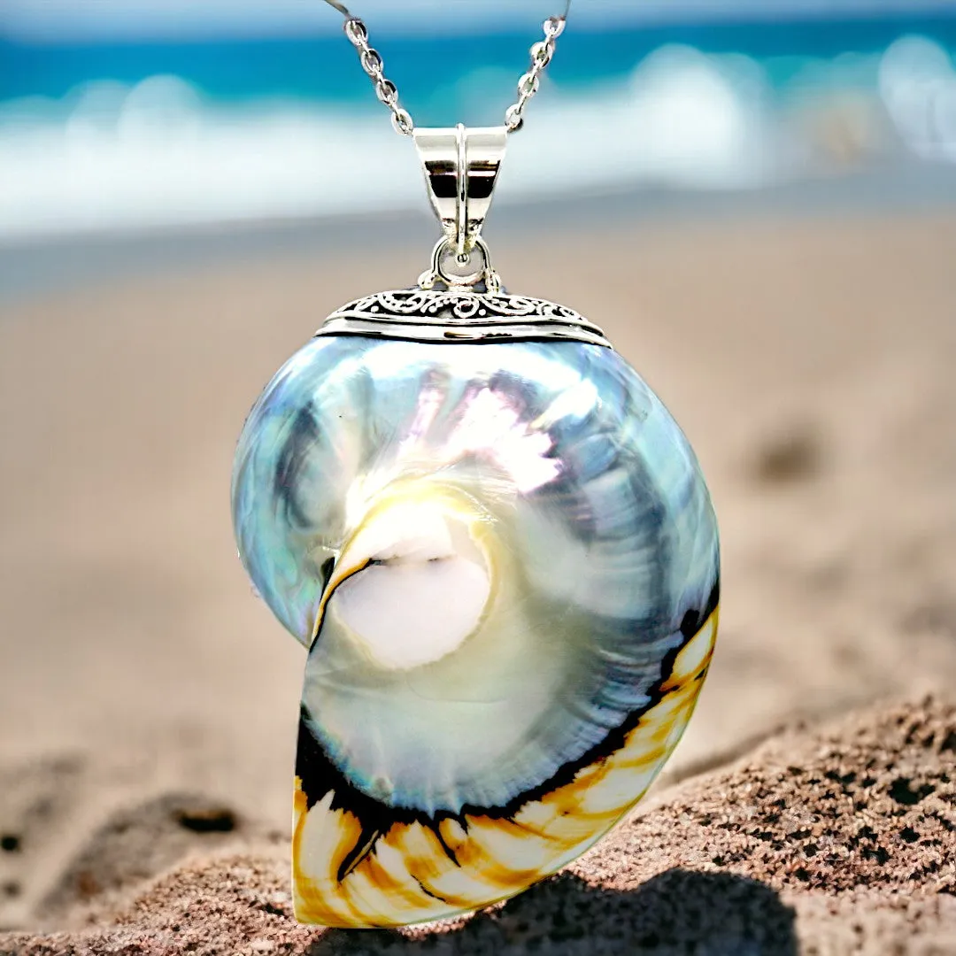 Tiger Natural Nautilus Pearl Shell Necklace