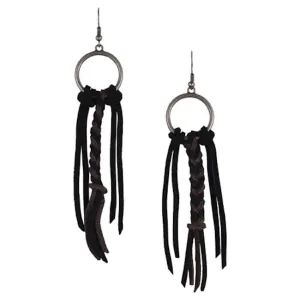 Trenditions Women's Suede Braid & Fringe Earrings