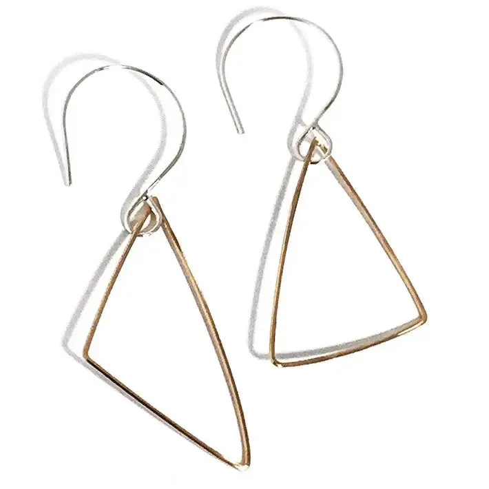 Triangle Solitaire 14Kt Gold Fill and Sterling Silver Earrings TSE002  by Votive Designs Jewelry