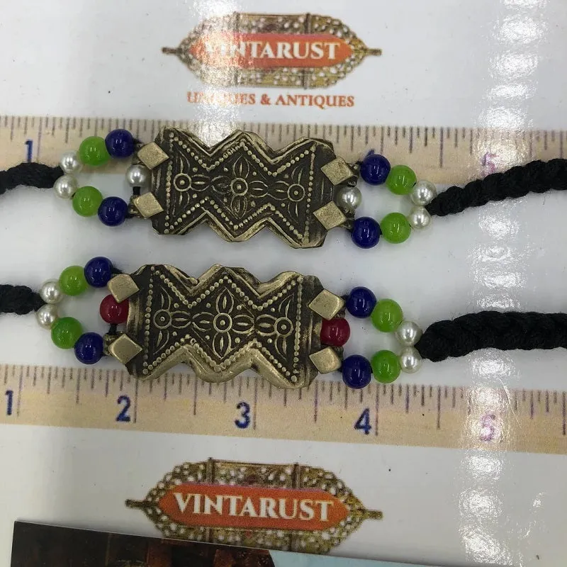 Tribal Motif Choker Necklace With Pearls Beaded Chain