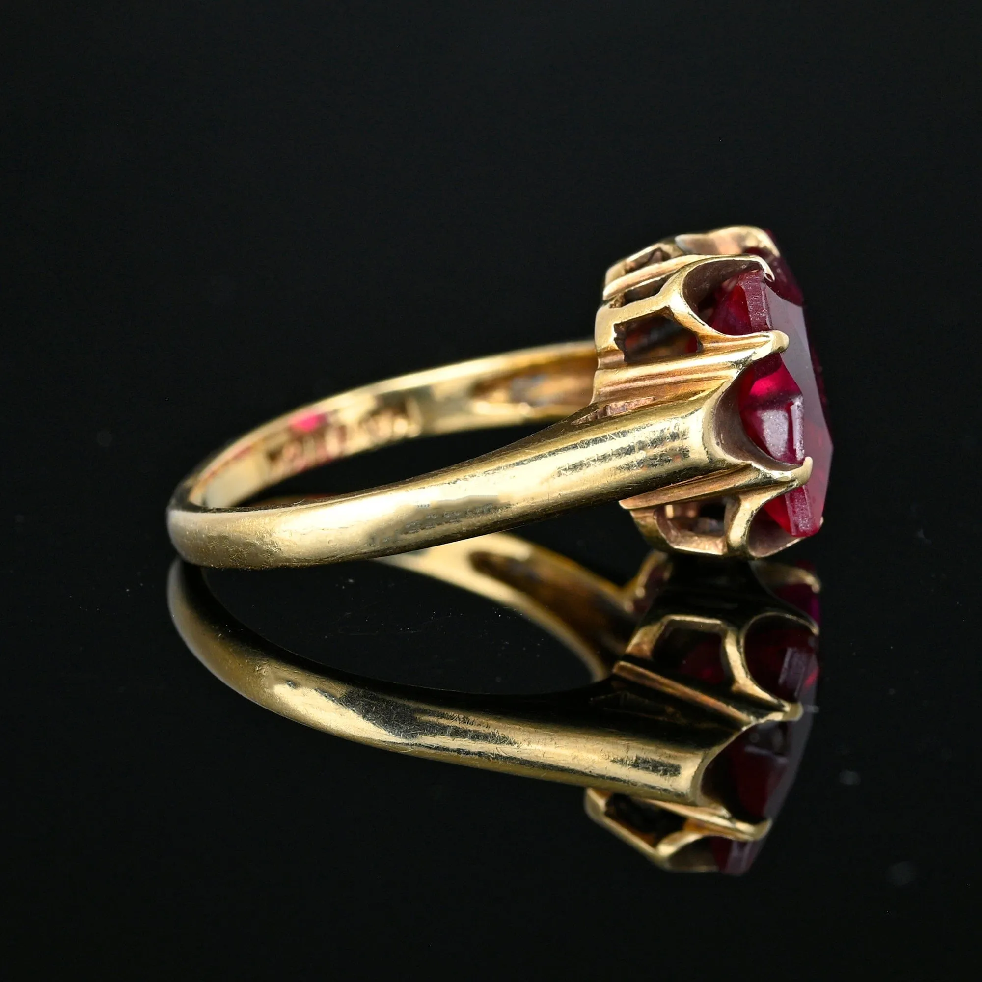 Vintage 10K Gold Buttercup Fancy Cut Ruby Ring