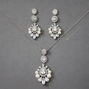 Vintage Pearl Earrings and Pendant Necklace Set