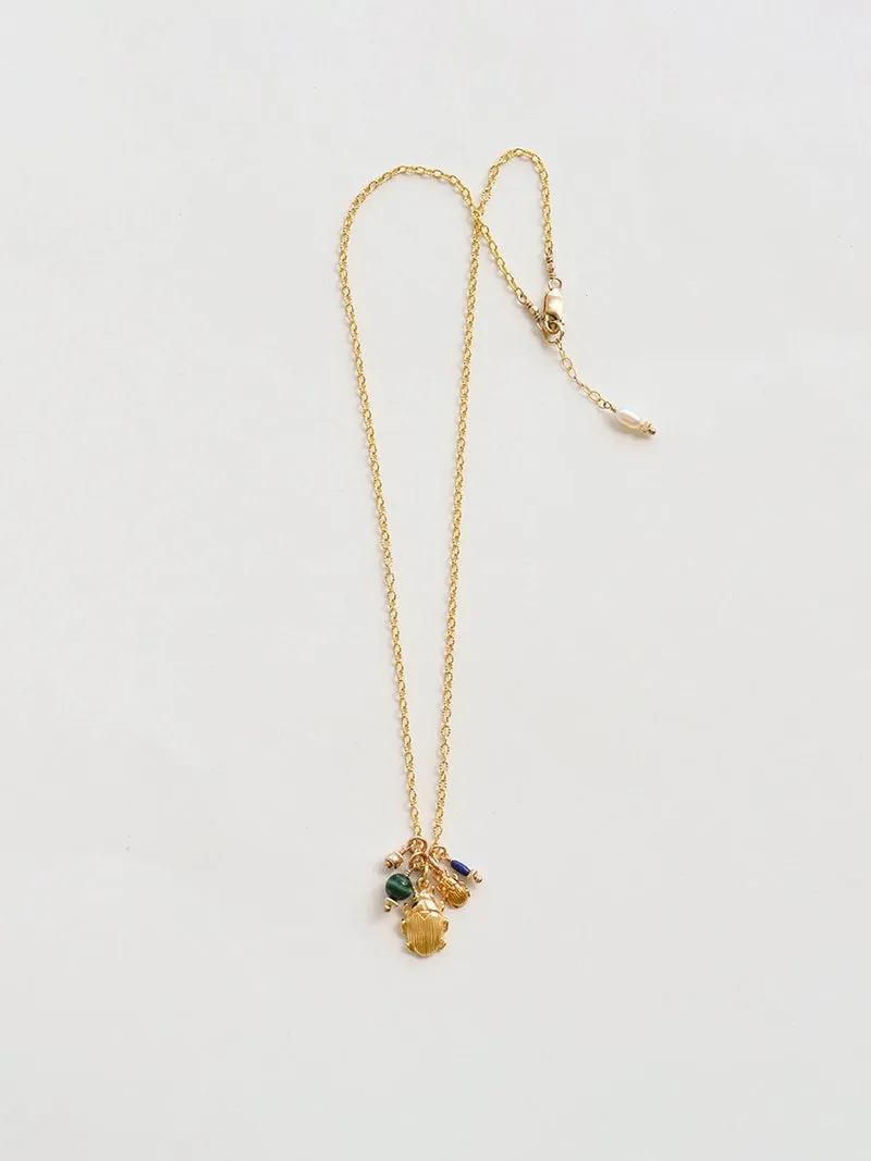 Wadj Necklace | Gold with Lapis Lazuli & Malachite