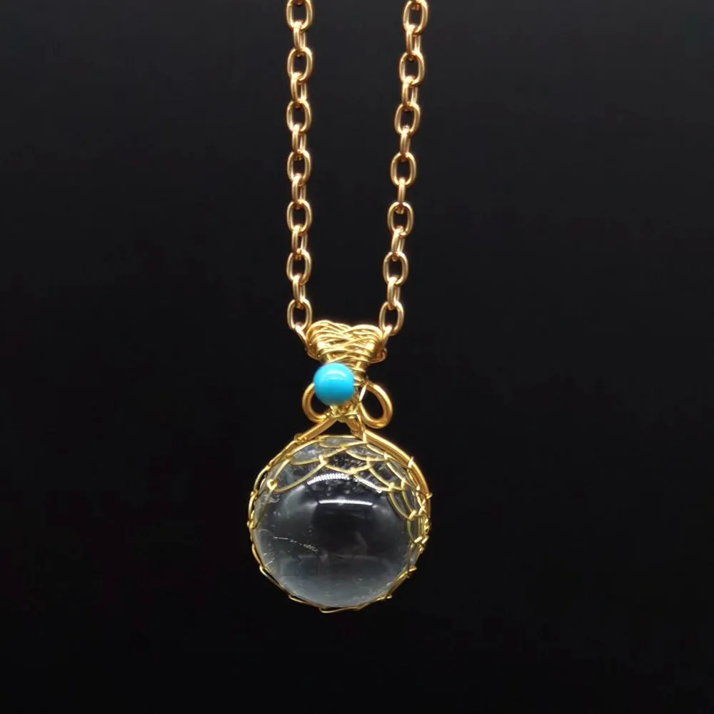 White Crystal Ball Necklace